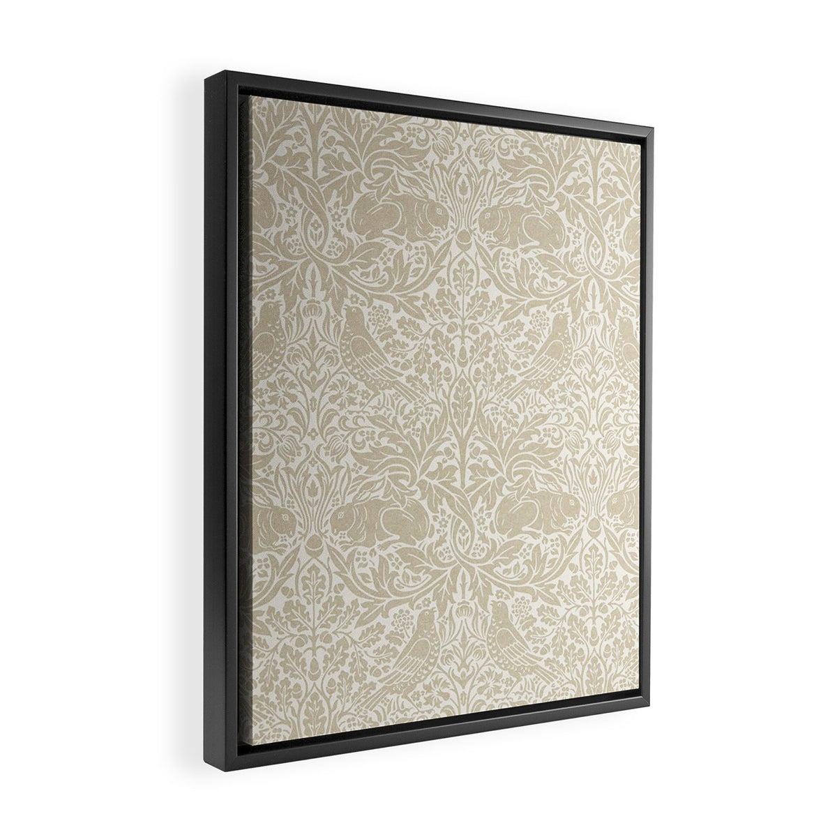 William Morris Brer Rabbit Linen Beige Vintage Pattern Framed Canvas Print Gallery Image 2