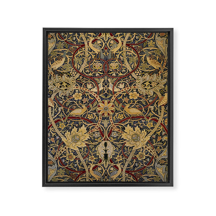 William Morris Bullerswood Black & Gold Antique 1889 Pattern Framed Canvas Print Gallery Image 1