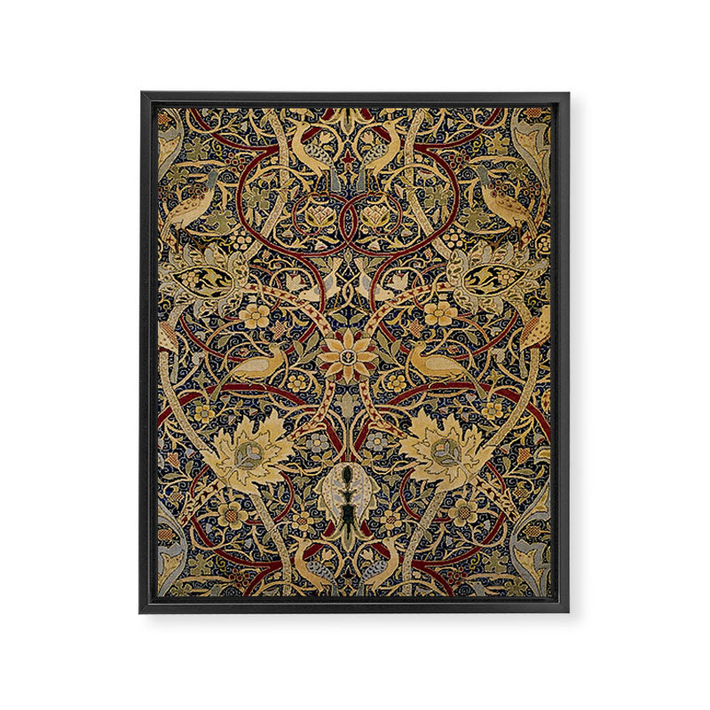 William Morris Bullerswood Black & Gold Antique 1889 Pattern Framed Canvas Print Gallery Image 8