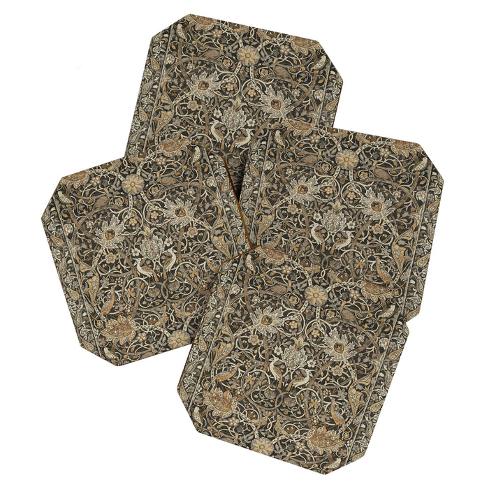 William Morris Bullerswood Charcoal Mustard Vintage Pattern Coaster Gallery Image 1