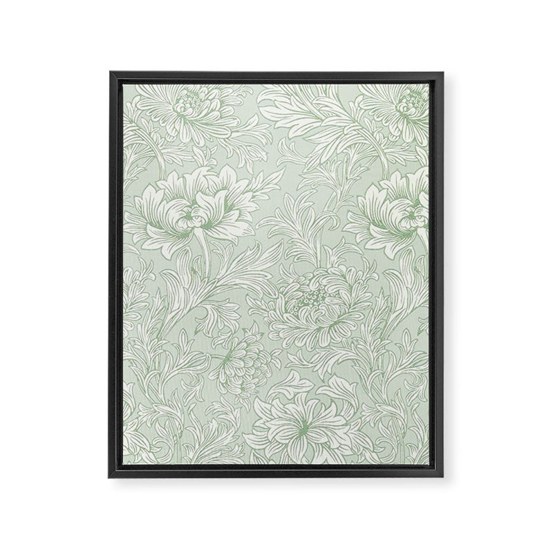 William Morris Chrysanthemum Toile Willow Green Framed Canvas Print Gallery Image 8