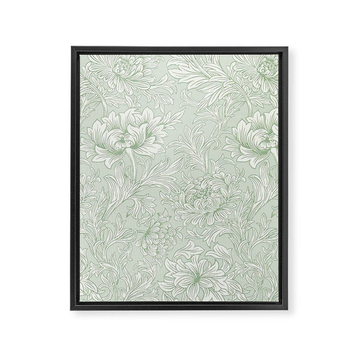 William Morris Chrysanthemum Toile Willow Green Framed Canvas Print Gallery Image 1