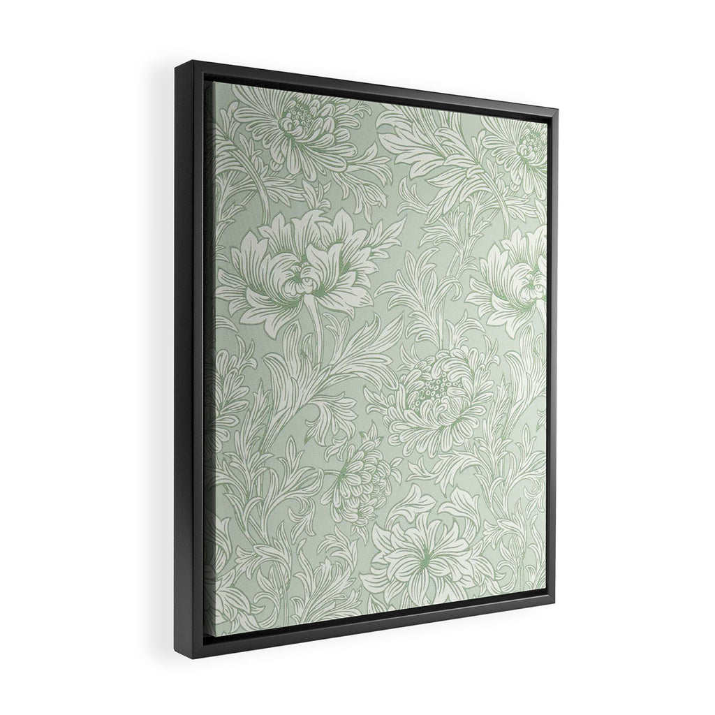 William Morris Chrysanthemum Toile Willow Green Framed Canvas Print Gallery Image 2