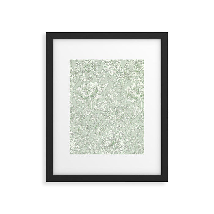 William Morris Chrysanthemum Toile Willow Green Framed Art Print Gallery Image 1