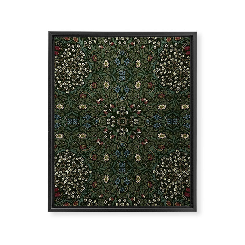 William Morris Dark Floral Framed Canvas Print Gallery Image 8