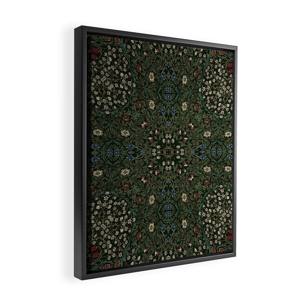 William Morris Dark Floral Framed Canvas Print Gallery Image 2