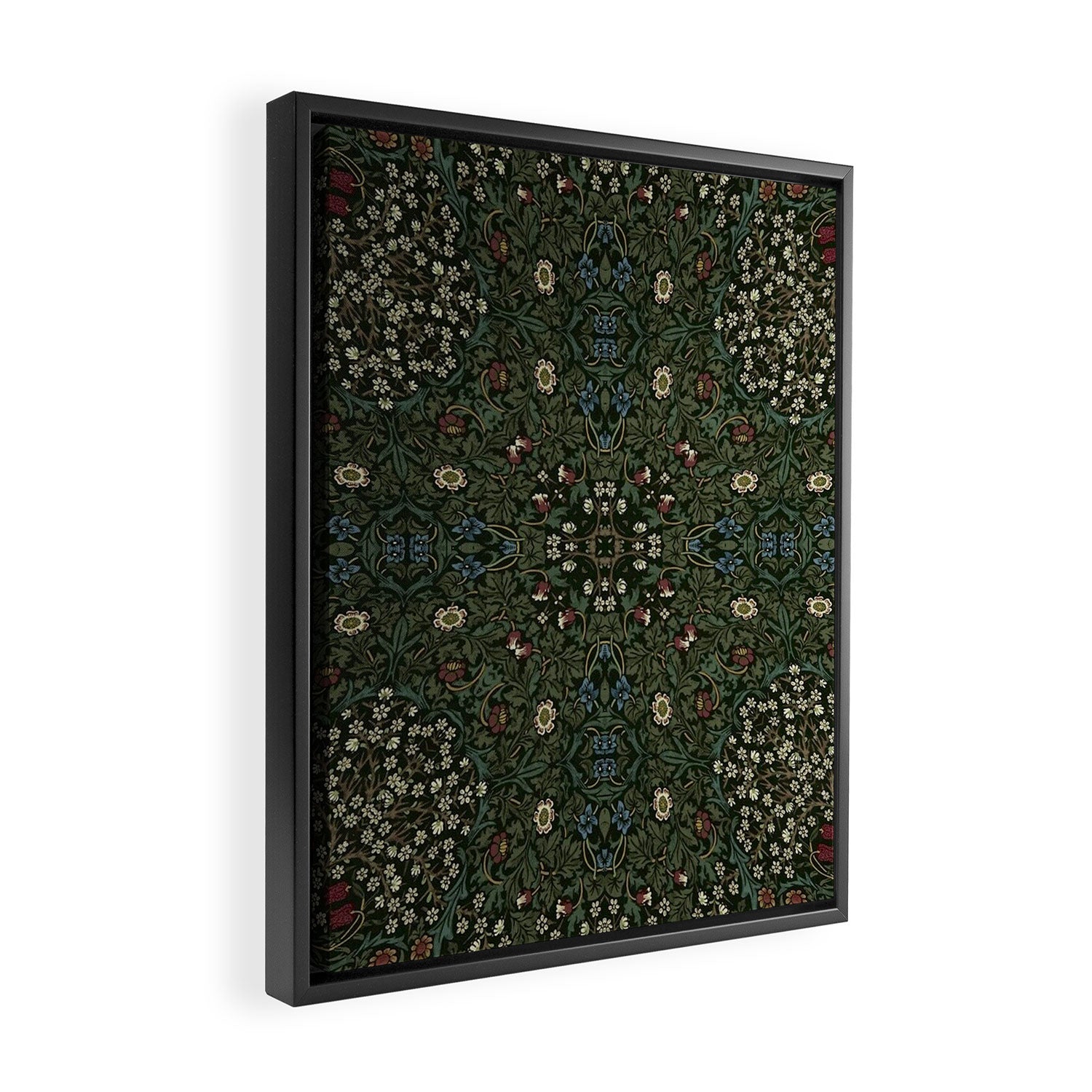 William Morris Dark Floral Framed Canvas Print Gallery Image 2