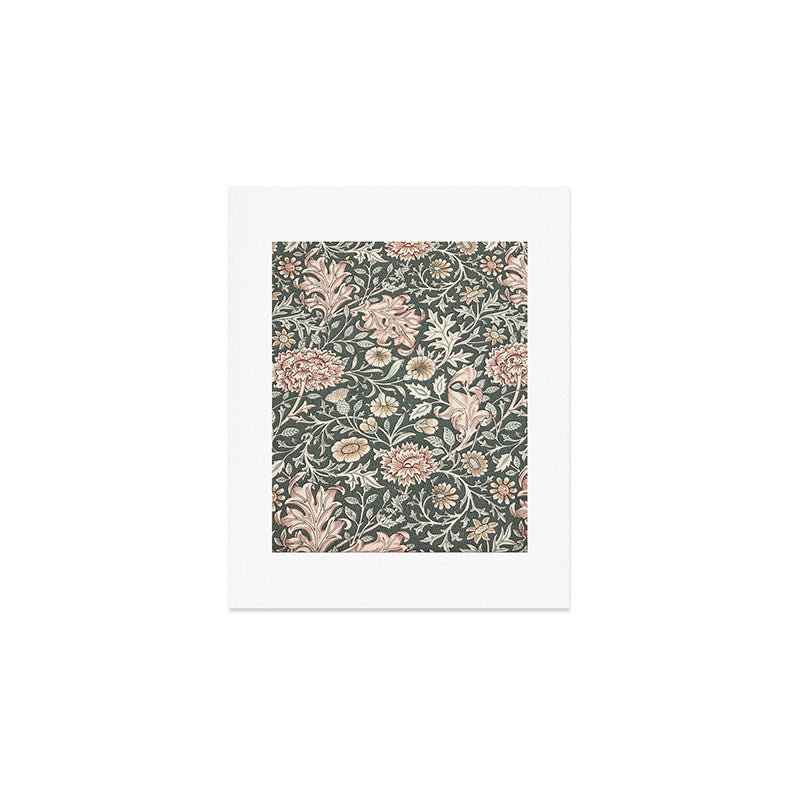 William Morris Double Bough Dark Green & Pink Floral Art Print Gallery Image 1
