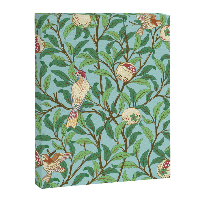 William Morris Enchanted Bird & Pomegranate Turquoise Green  Canvas Print Gallery Image 1