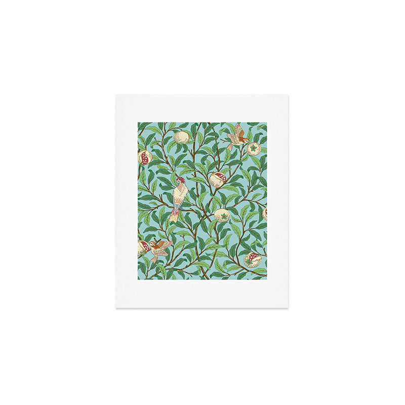 William Morris Enchanted Bird & Pomegranate Turquoise Green  Art Print Gallery Image 1