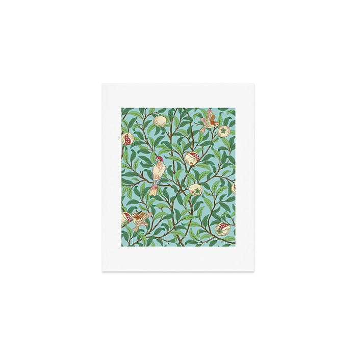 William Morris Enchanted Bird & Pomegranate Turquoise Green  Art Print Gallery Image 1