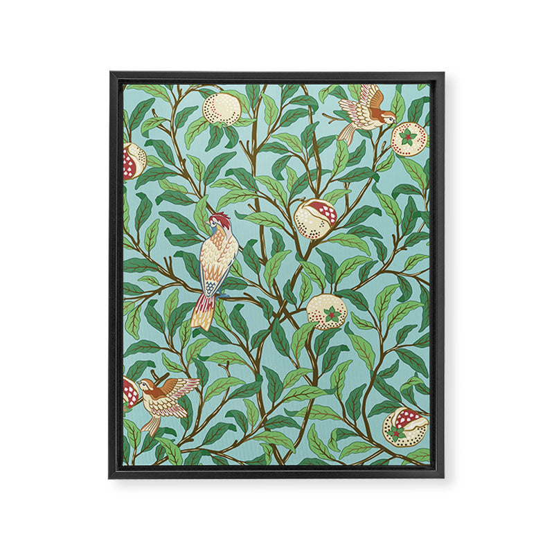 William Morris Enchanted Bird & Pomegranate Turquoise Green  Framed Canvas Print Gallery Image 8