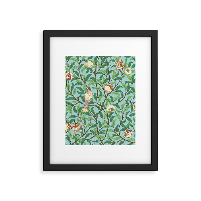 William Morris Enchanted Bird & Pomegranate Turquoise Green  Framed Art Print Gallery Image 1