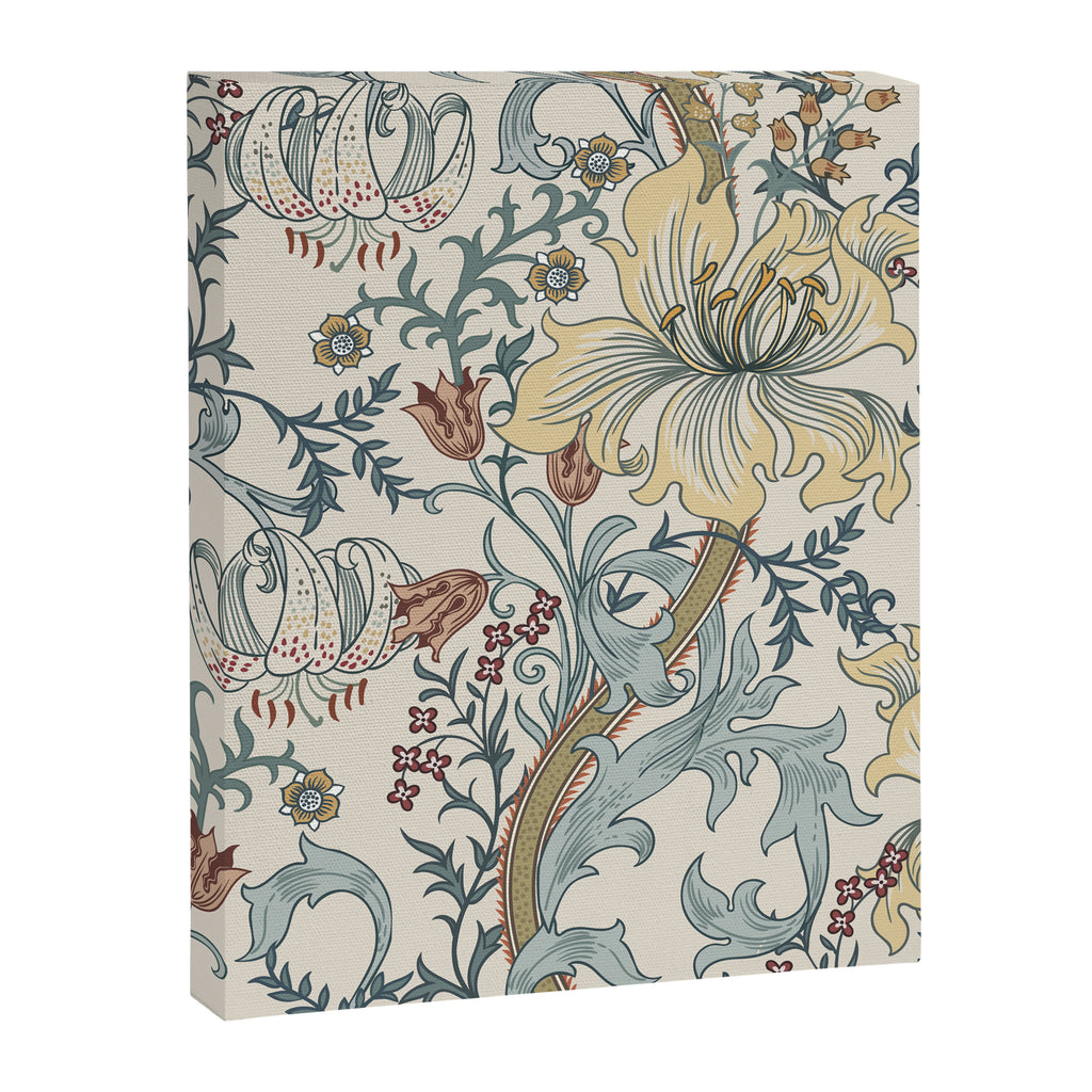William Morris Enchanted Golden Lily Cream Blue Floral Canvas Print Gallery Image 8
