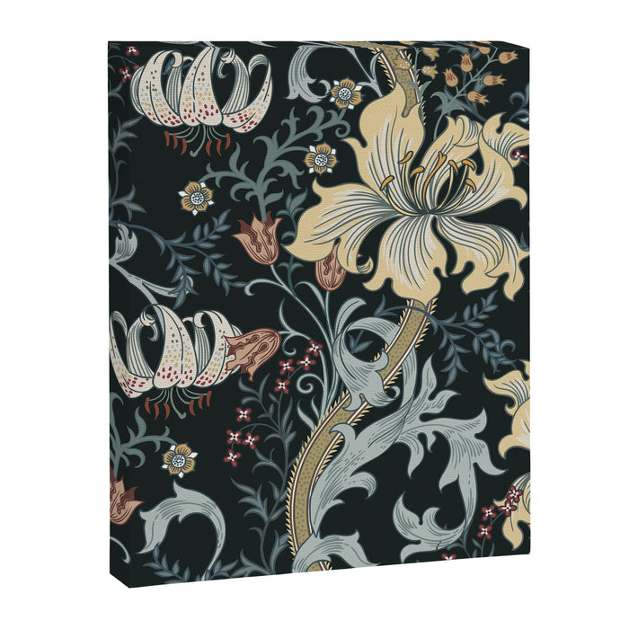 William Morris Enchanted Golden Lily Floral Black Gold  Canvas Print Gallery Image 1