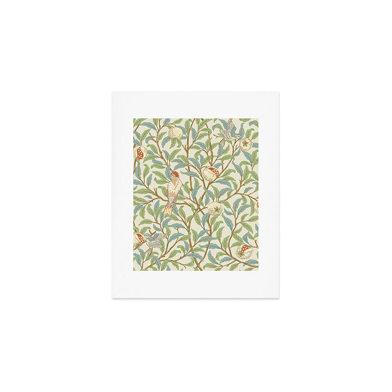 William Morris Enchanted Bird & Pomegranate Cream Pattern Art Print Gallery Image 1