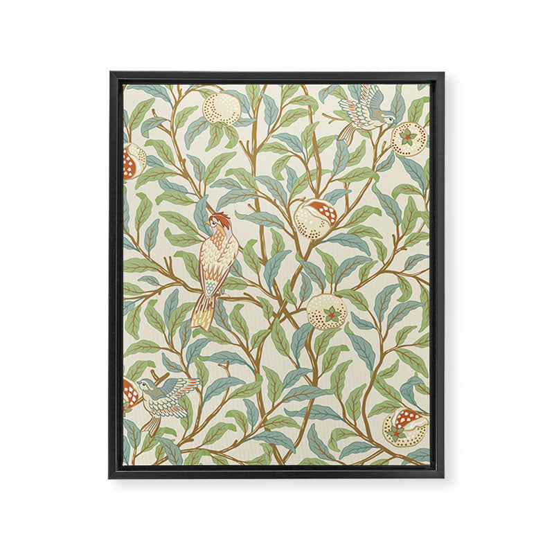 William Morris Enchanted Bird & Pomegranate Cream Pattern Framed Canvas Print Gallery Image 8