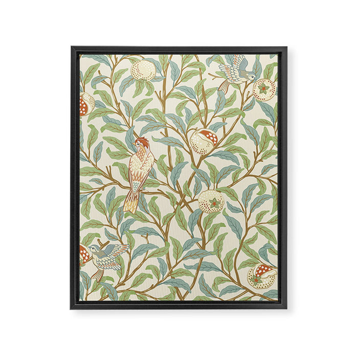 William Morris Enchanted Bird & Pomegranate Cream Pattern Framed Canvas Print Gallery Image 1