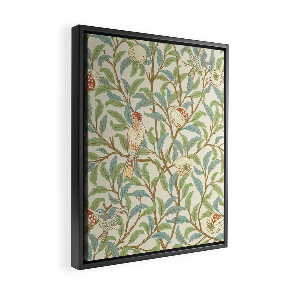 William Morris Enchanted Bird & Pomegranate Cream Pattern Framed Canvas Print Gallery Image 2