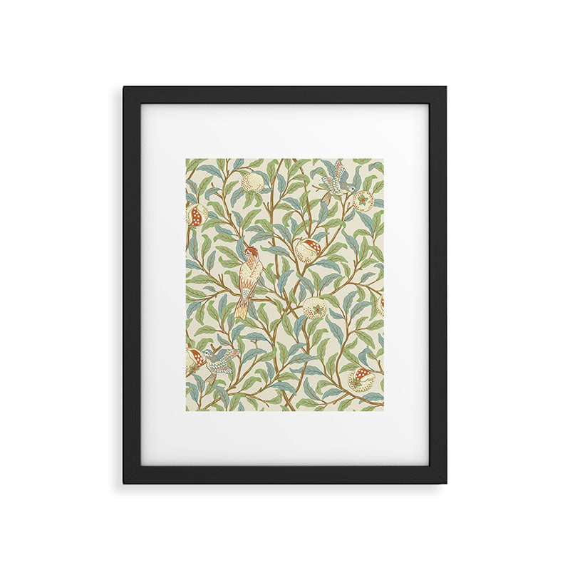 William Morris Enchanted Bird & Pomegranate Cream Pattern Framed Art Print Gallery Image 6