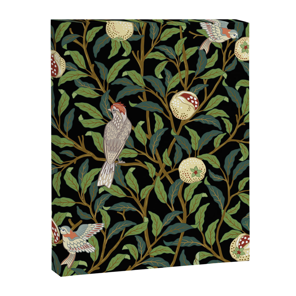 William Morris Enchanted Bird & Pomegranate Black Botanical Canvas Print Gallery Image 8