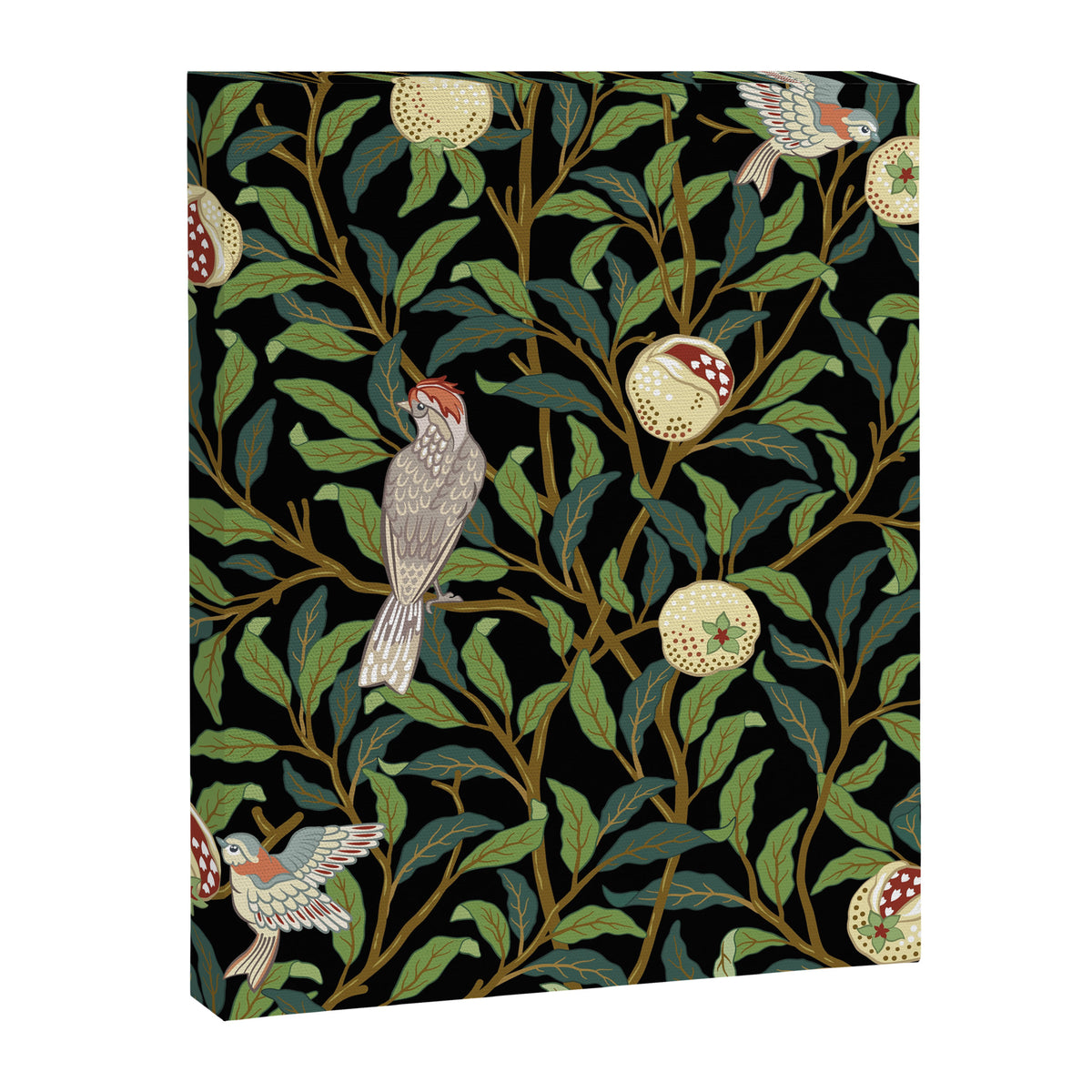 William Morris Enchanted Bird & Pomegranate Black Botanical Canvas Print Gallery Image 8