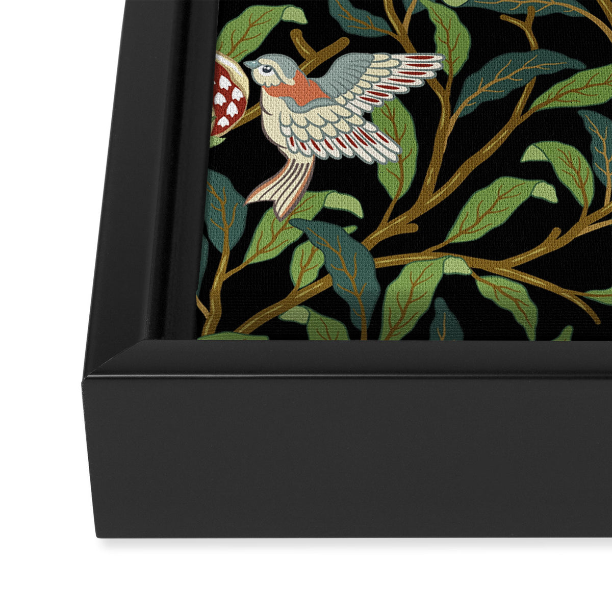 William Morris Enchanted Bird & Pomegranate Black Botanical Framed Canvas Print Gallery Image 3