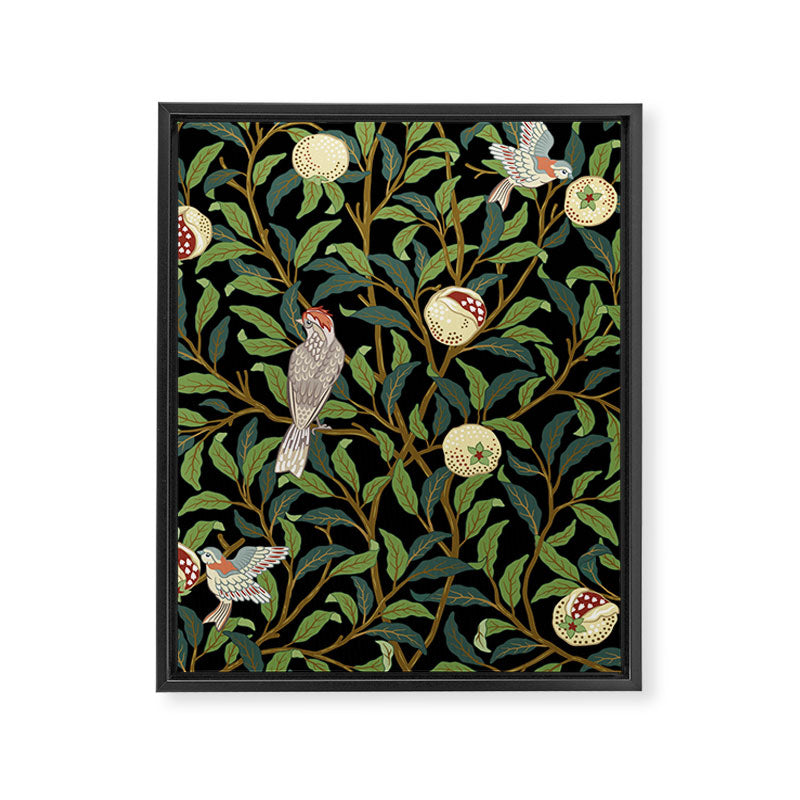 William Morris Enchanted Bird & Pomegranate Black Botanical Framed Canvas Print Gallery Image 8