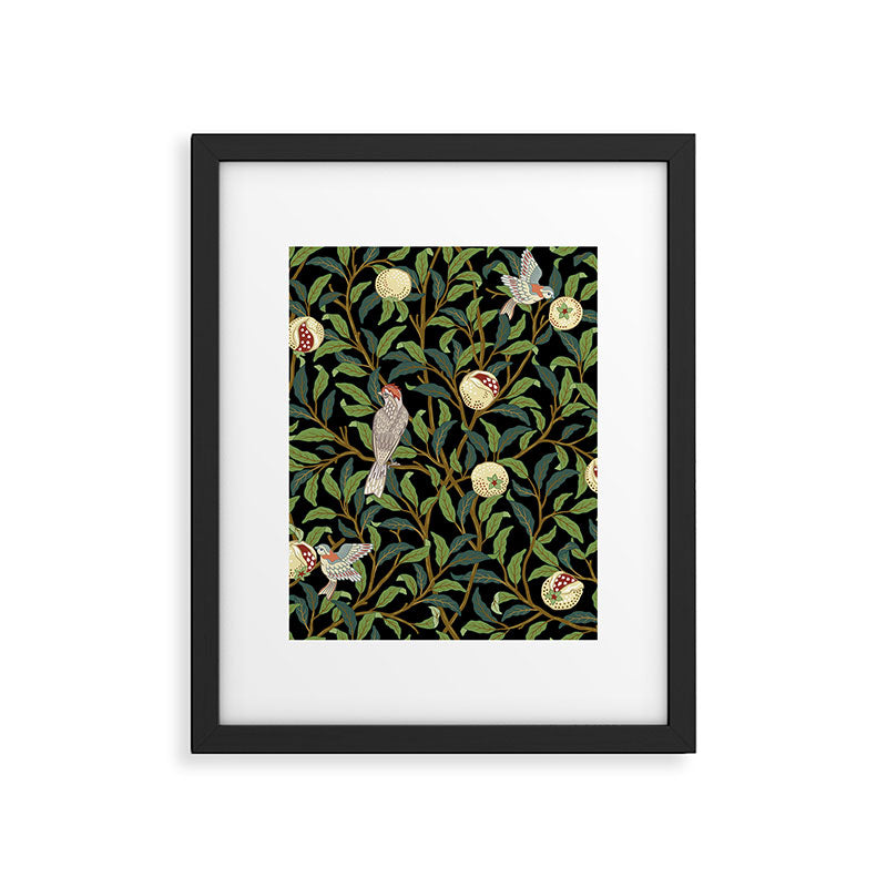 William Morris Enchanted Bird & Pomegranate Black Botanical Framed Art Print Gallery Image 6
