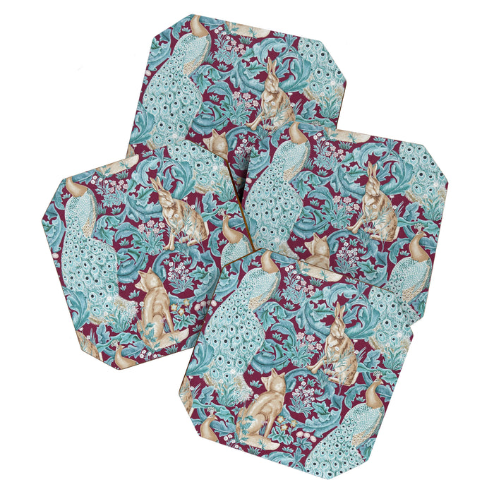 William Morris Forest Compilation Plum Coaster Gallery Image 1
