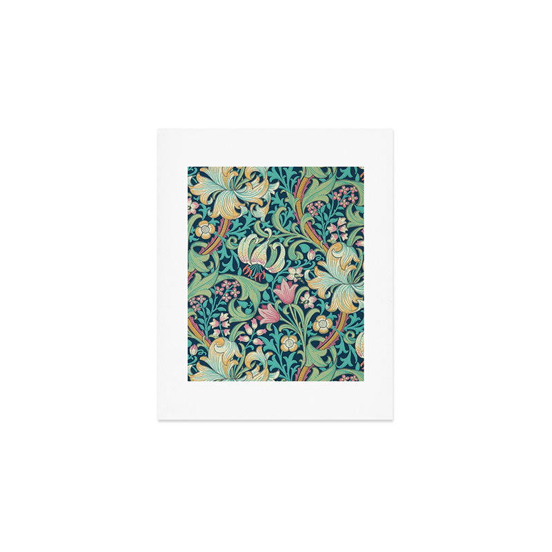 William Morris Golden Lily Bright Green Gold Pink Art Print Gallery Image 1