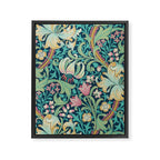 William Morris Golden Lily Bright Green Gold Pink Framed Canvas Print Gallery Image 8