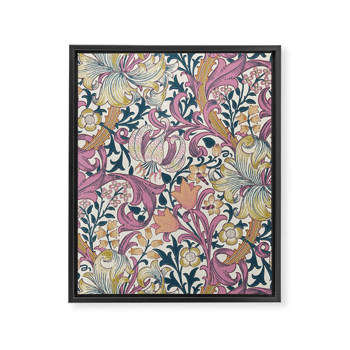 William Morris Golden Lily Enchanting Lilac Peach Framed Canvas Print Gallery Image 1