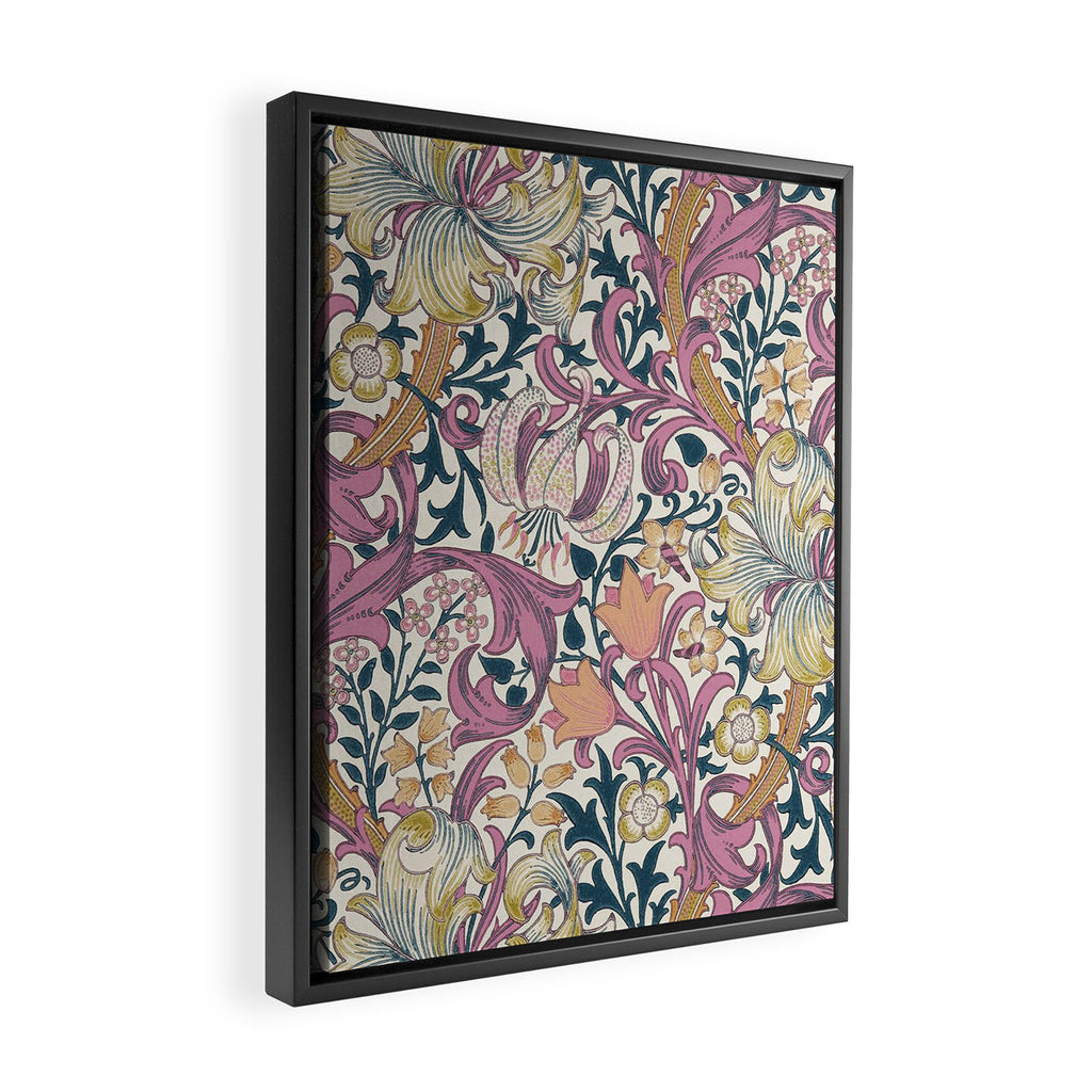 William Morris Golden Lily Enchanting Lilac Peach Framed Canvas Print Gallery Image 2