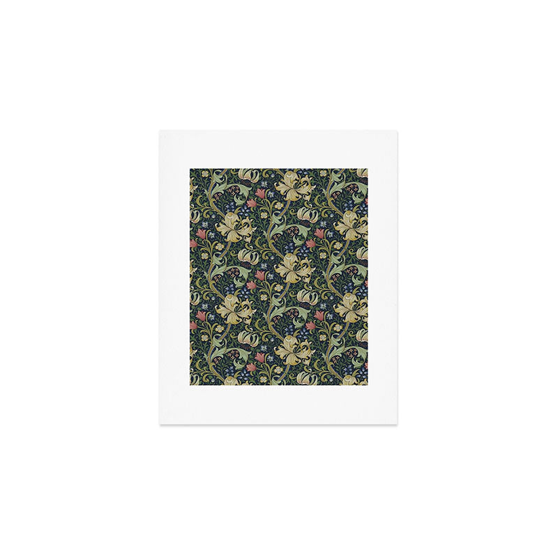 William Morris Golden Lily Midnight Green Vintage Pattern Art Print Gallery Image 1