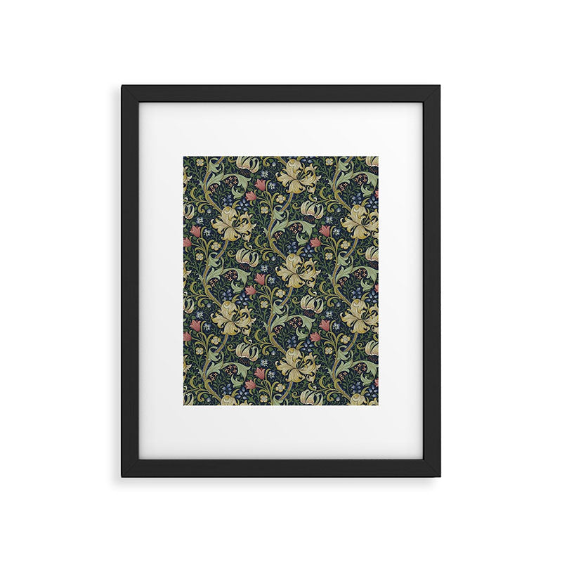 William Morris Golden Lily Midnight Green Vintage Pattern Framed Art Print Gallery Image 6