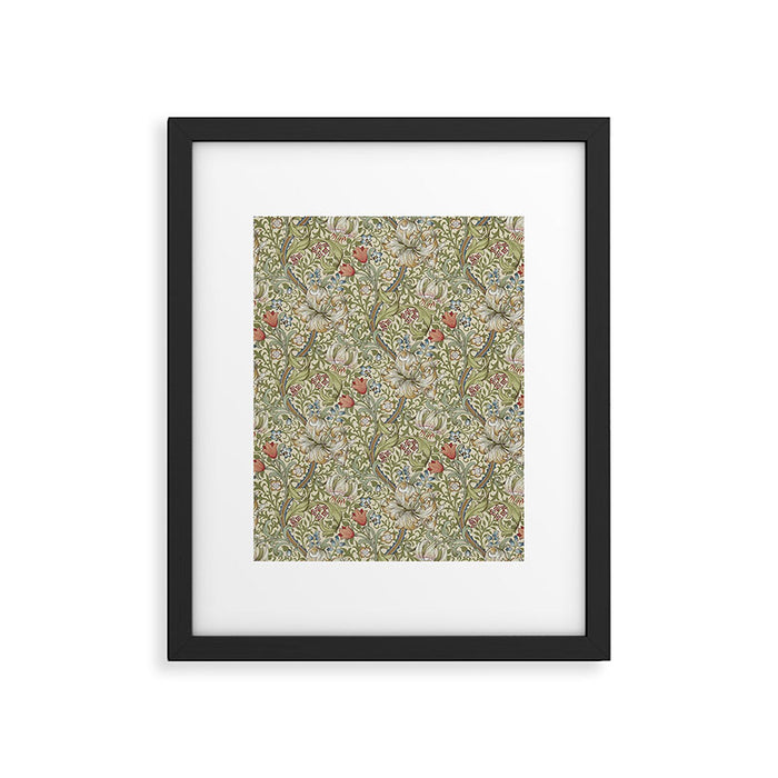 William Morris Golden Lily Minor Green Gold Vintage Pattern  Framed Art Print Gallery Image 1
