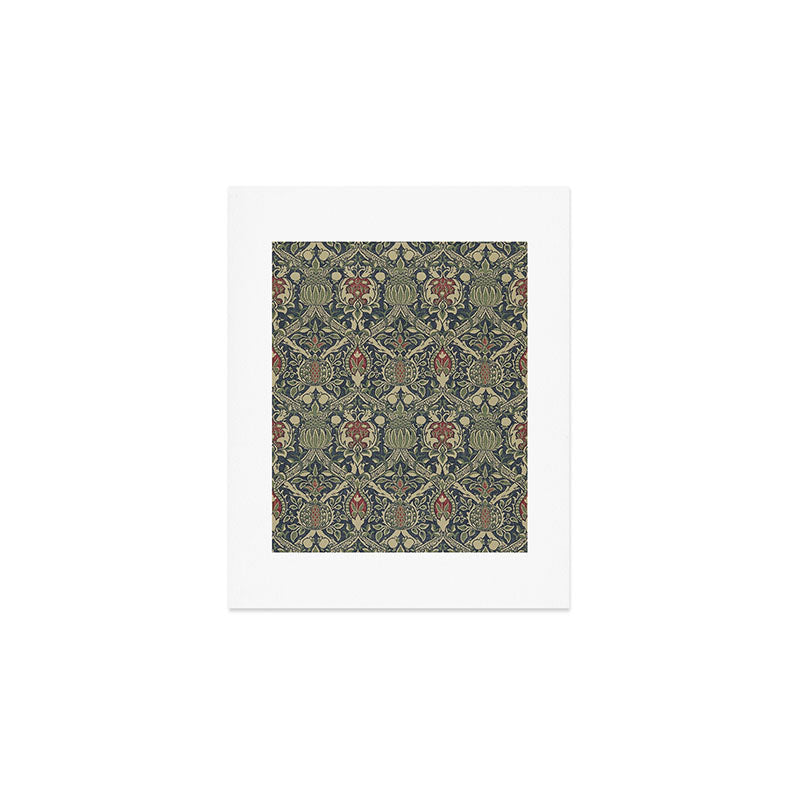 William Morris Granada Blue Indigo Red Vintage Pattern Art Print Gallery Image 1