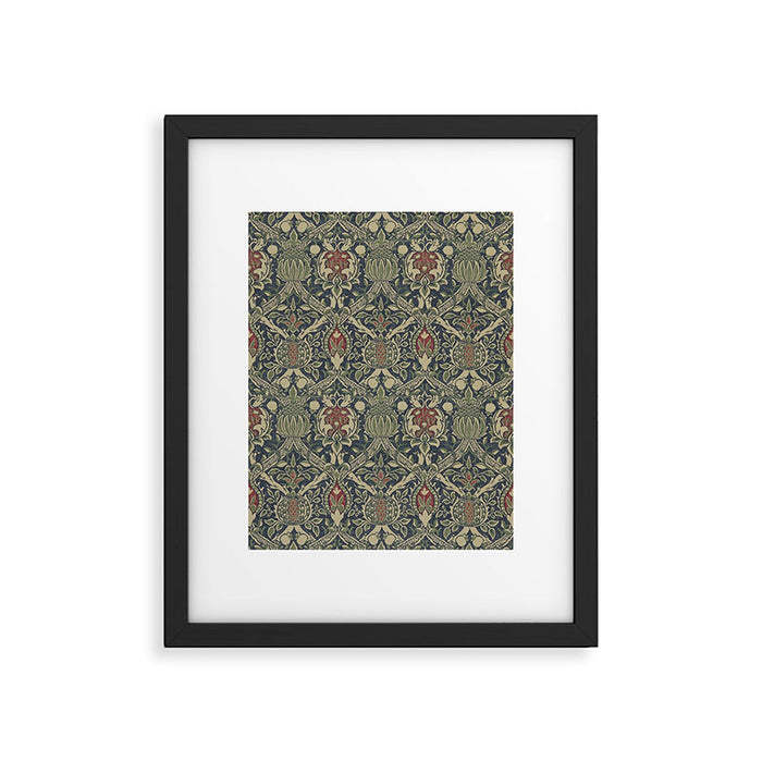 William Morris Granada Blue Indigo Red Vintage Pattern Framed Art Print Gallery Image 1