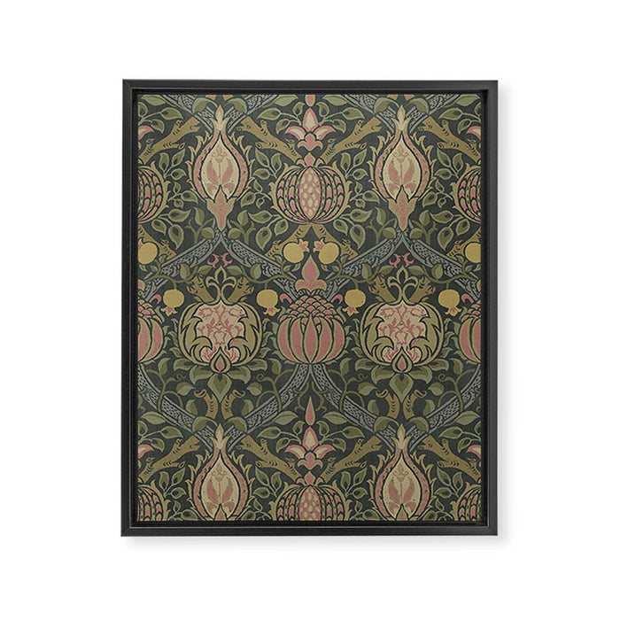 William Morris Granada Pomegranate Green  Framed Canvas Print Gallery Image 1