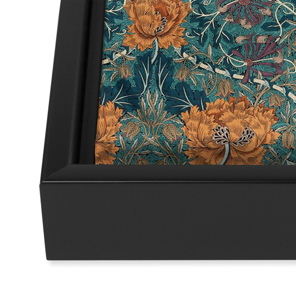 William Morris Honeysuckle and Tulip Woad Mulberry Pattern Framed Canvas Print Gallery Image 3