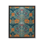 William Morris Honeysuckle and Tulip Woad Mulberry Pattern Framed Canvas Print Gallery Image 8