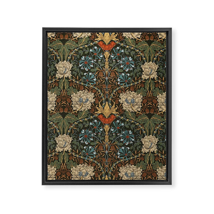 William Morris Honeysuckle and Tulip Forest Chestnut Pattern Framed Canvas Print Gallery Image 1