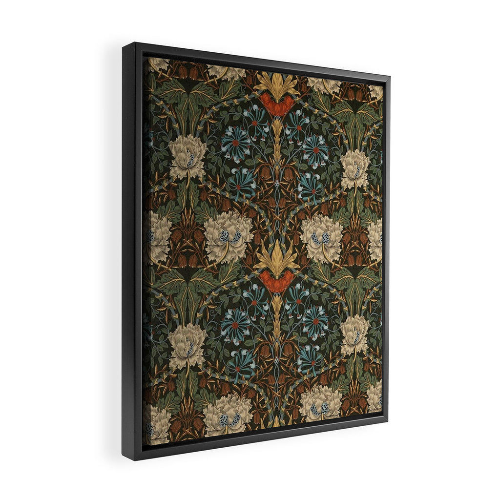 William Morris Honeysuckle and Tulip Forest Chestnut Pattern Framed Canvas Print Gallery Image 2