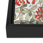 William Morris Honeysuckle Floral Coral Red Green & White Framed Canvas Print Gallery Image 3