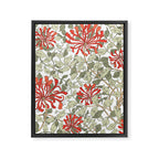 William Morris Honeysuckle Floral Coral Red Green & White Framed Canvas Print Gallery Image 8