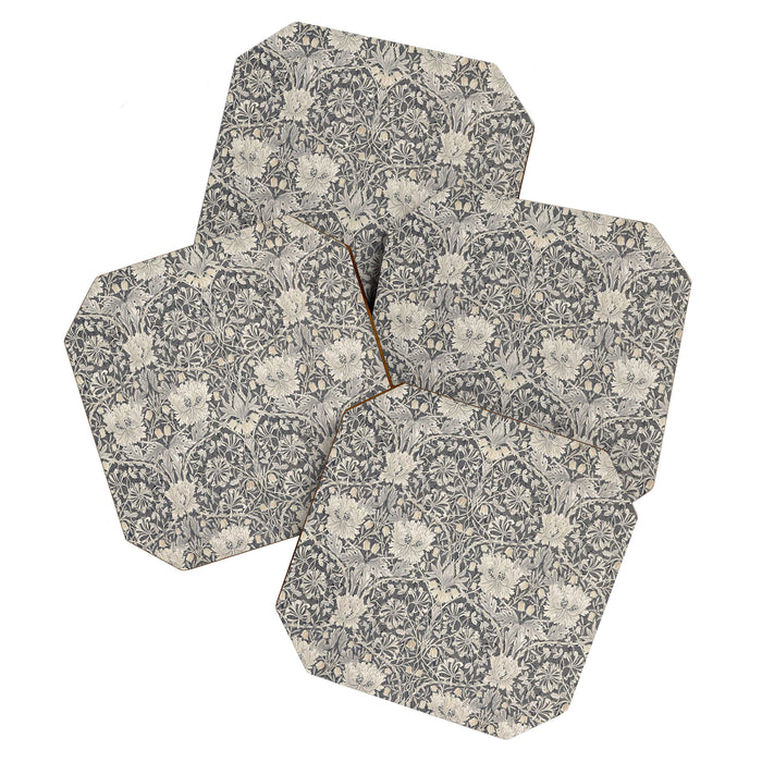 William Morris Honeysuckle & Tulip Black and Ink Coaster Gallery Image 1