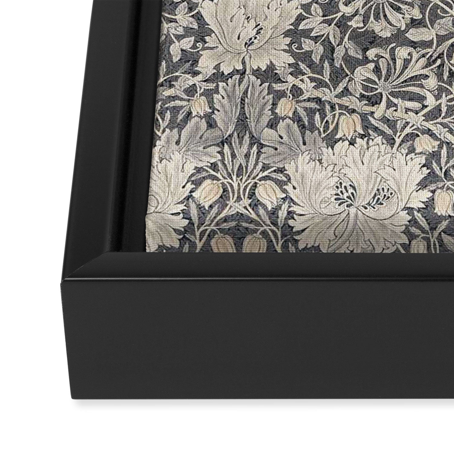 William Morris Honeysuckle & Tulip Black and Ink Framed Canvas Print Gallery Image 3