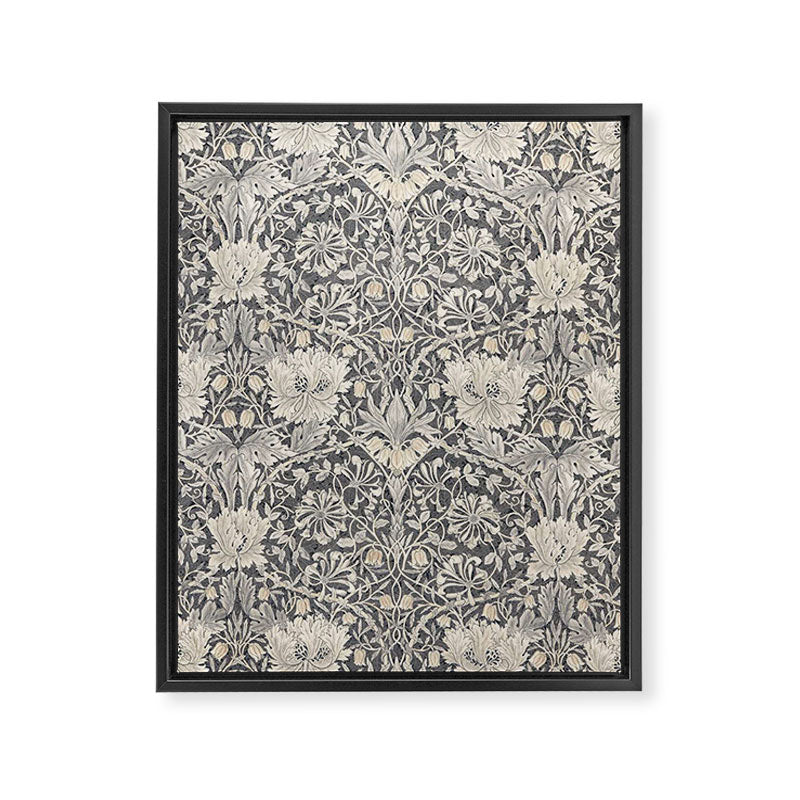 William Morris Honeysuckle & Tulip Black and Ink Framed Canvas Print Gallery Image 8