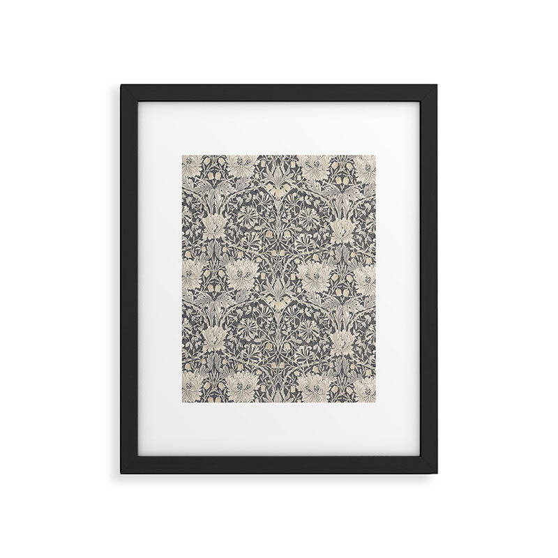 William Morris Honeysuckle & Tulip Black and Ink Framed Art Print Gallery Image 6